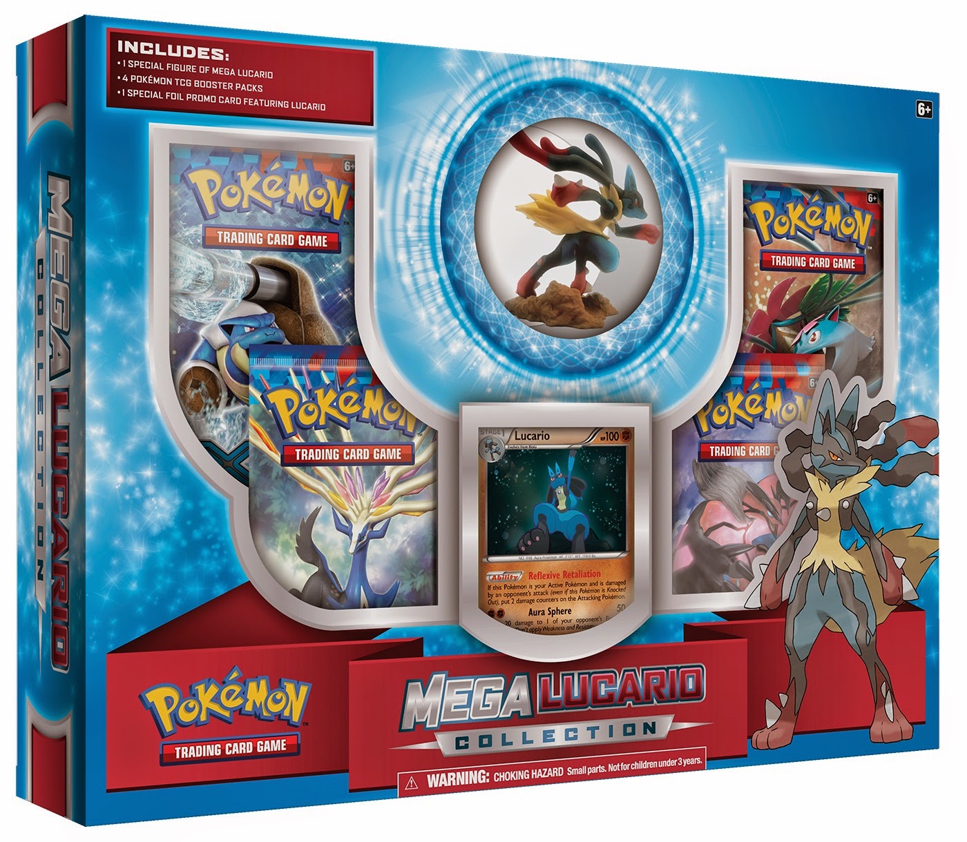 Pokémon: EX Power Trio Tins and Mega Lucario Collection.